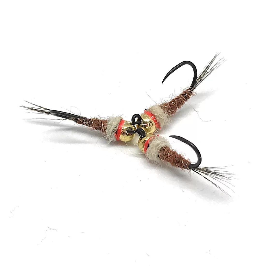 White & Brown Jig Nymph tricotteri - 3 mosche artificiali pesca a mosca