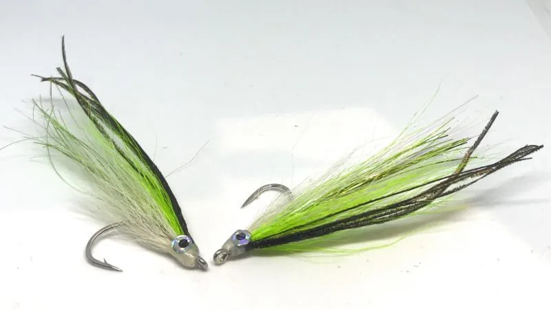 Anchovie White Chartreuse mosca artificiale saltwater amo 1/0 pesca a mosca mare