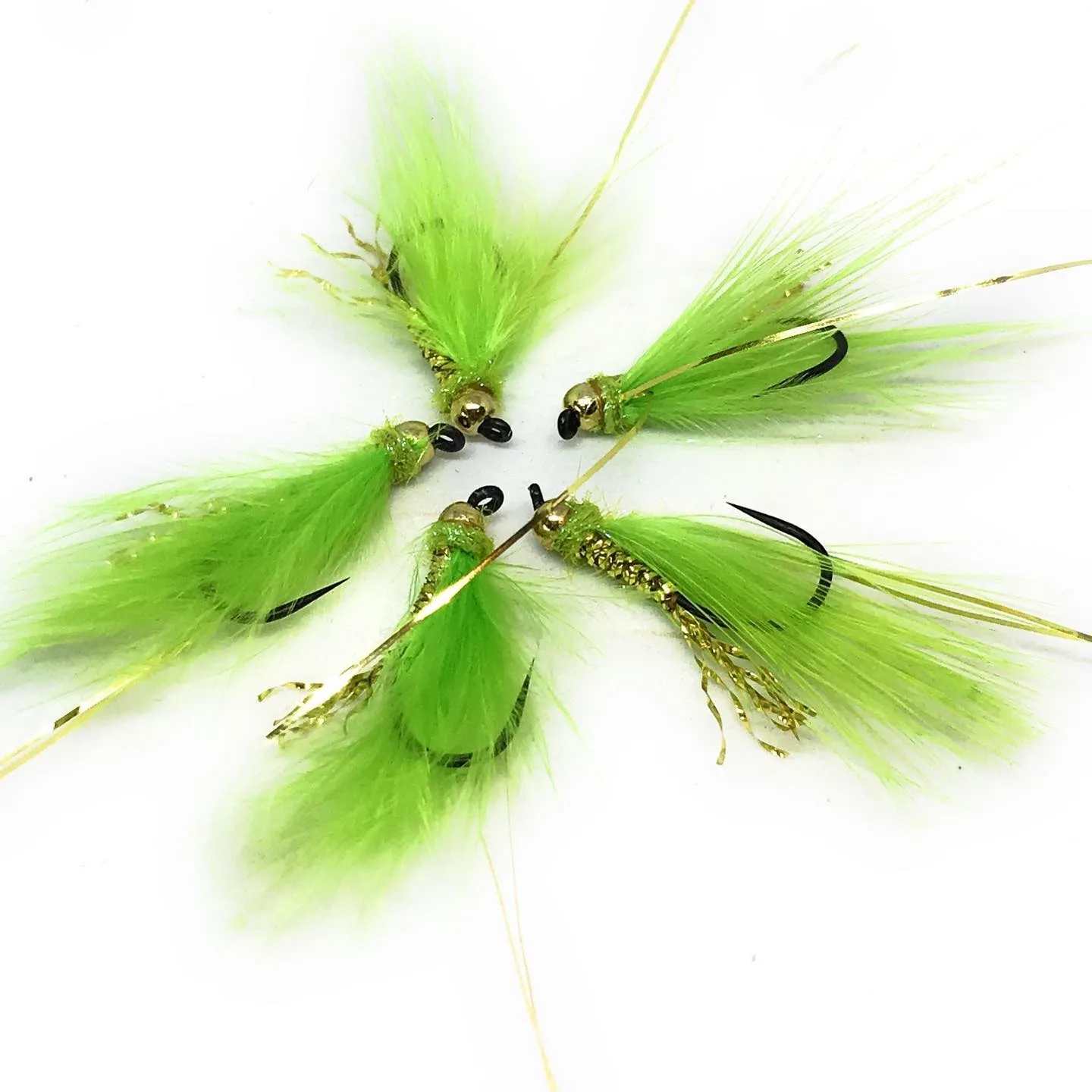 Attractor Chartreuse Reverse Streamer 3 pezzi ami 8, 10, 12 mosche artificiali lago