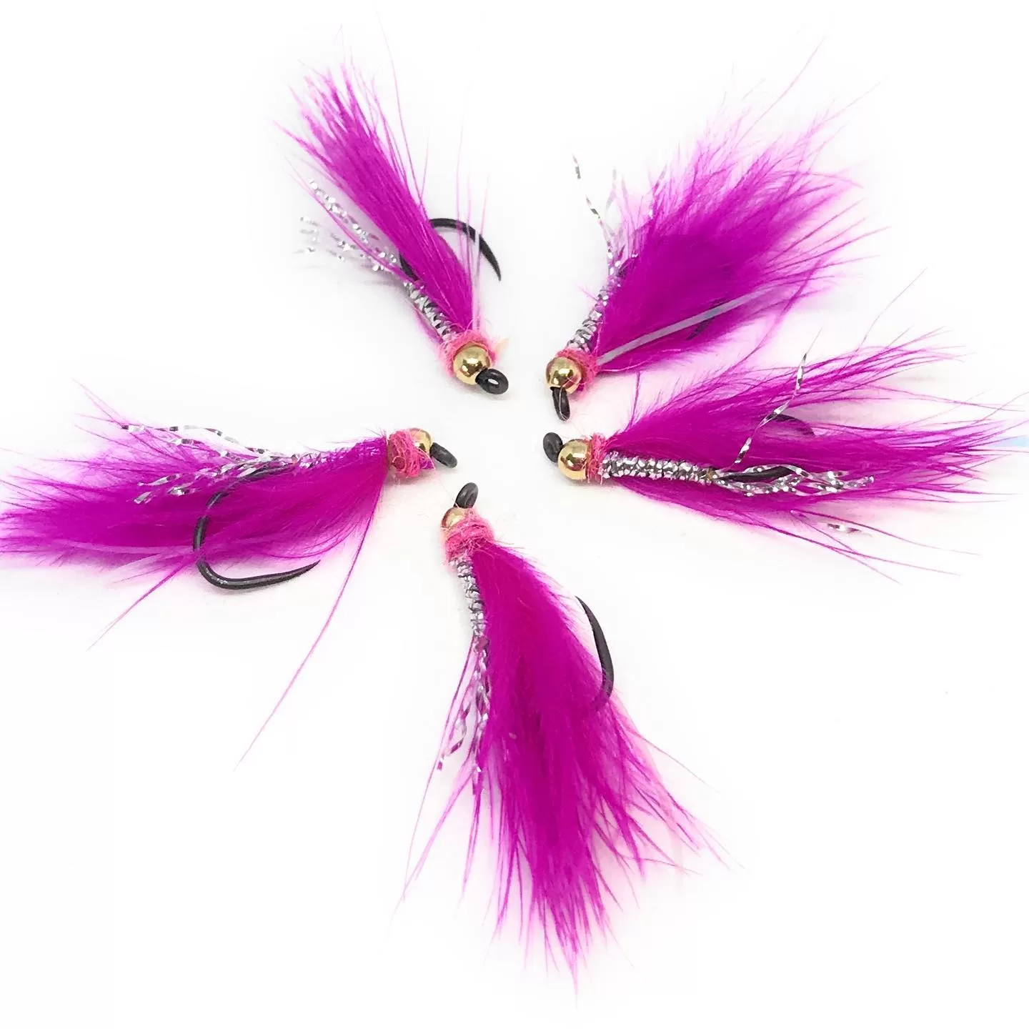 Attractor Fuchsia Reverse Streamer, 3 mosche artificiali per lago, ami 8-10-12