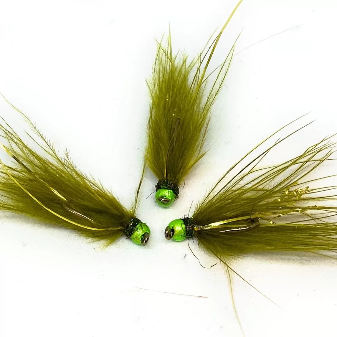 Attractor Olive & Gold Streamer 3 artificiali ami 8-10-12 pesca lago