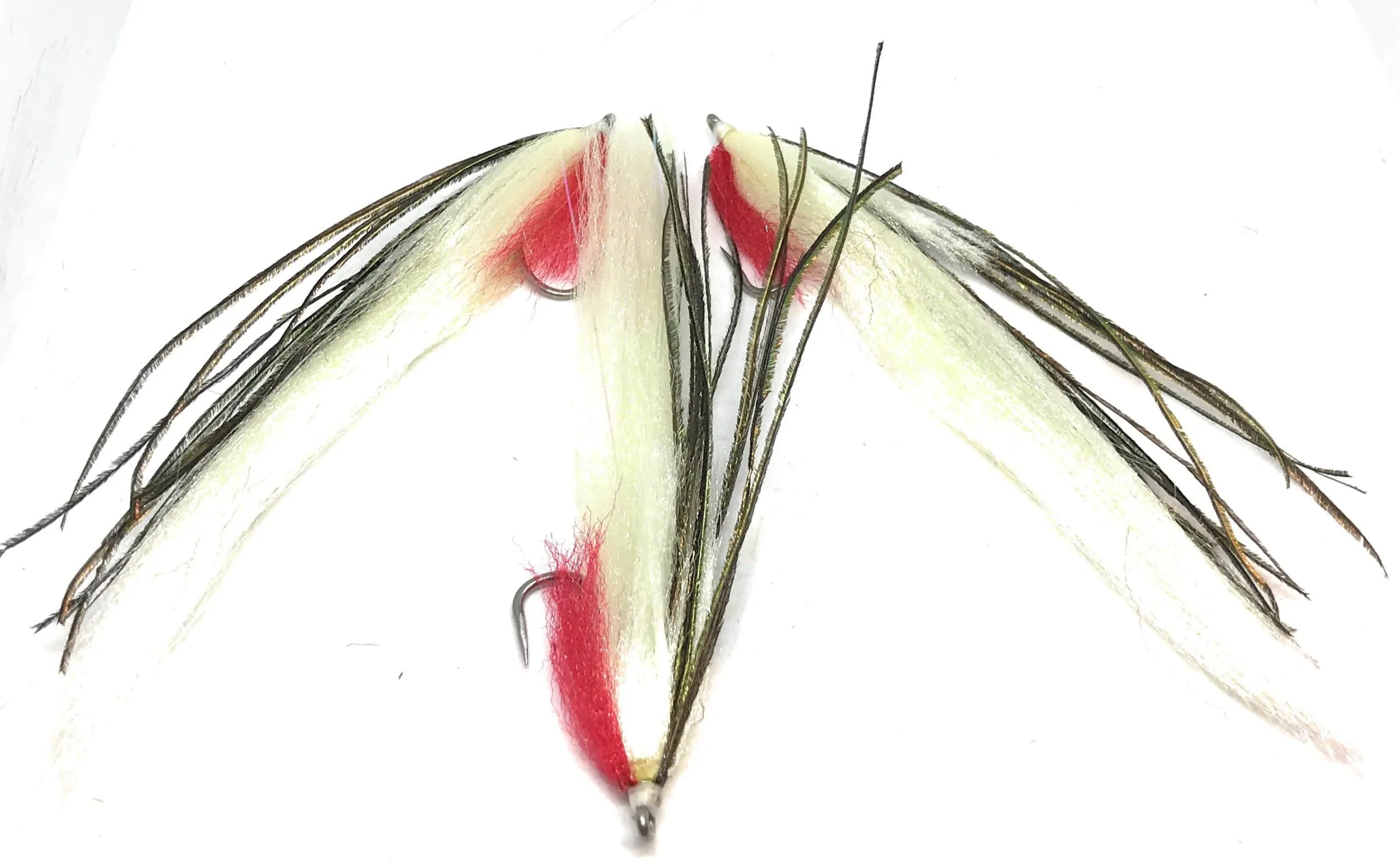 Pike White & Red Peacock mosca artificiale per luccio, 12-18 cm