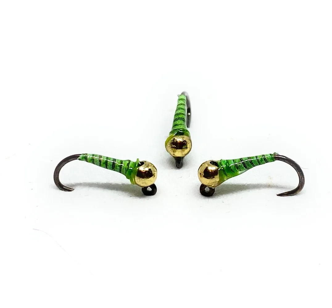 Perdigones Green Insect Jig Nymph 3 artificiali ami 14-18 pesca mosca
