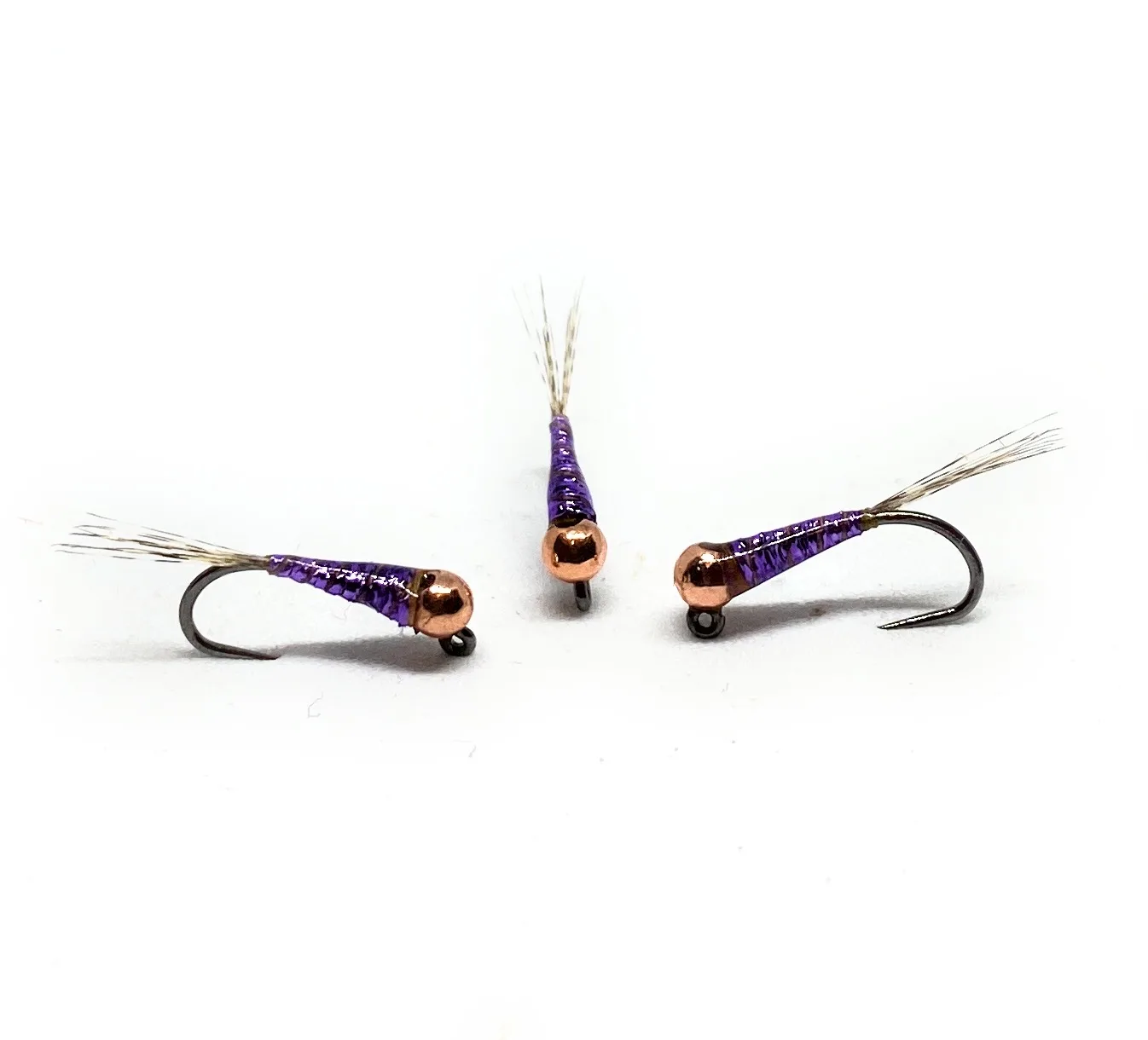 Purple Jig Perdigones Ninfa - Set 3 mosche artificiali pesca mosca ami 12-18