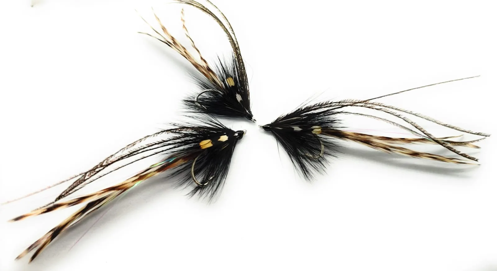 Flat Wing Brush Black/Grizzly saltwater fly hook 1/0 2 2/0 3/0