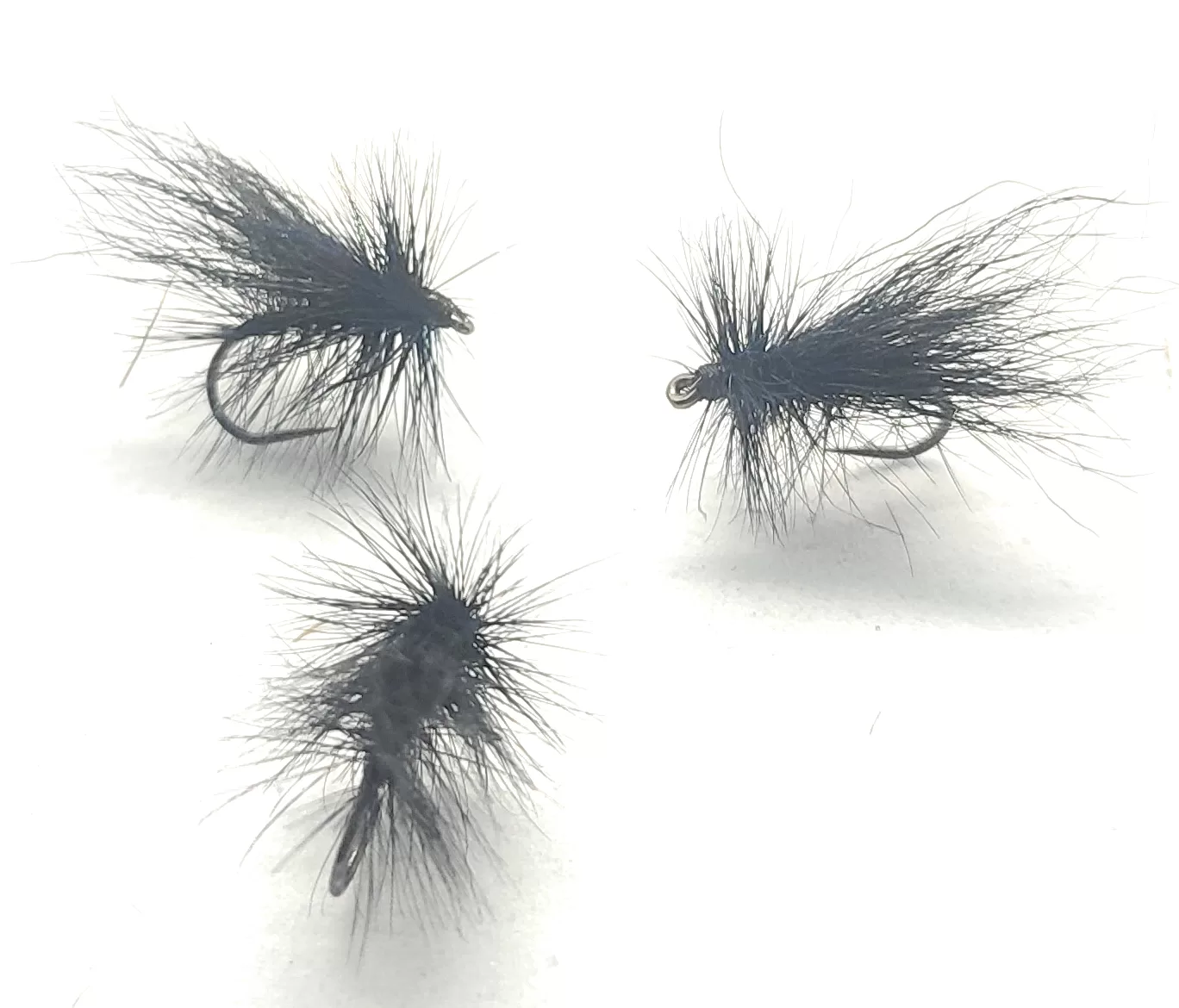 Fur Caddis Total Black Calf Tail mosca secca tricottero amo 10 12 14 16