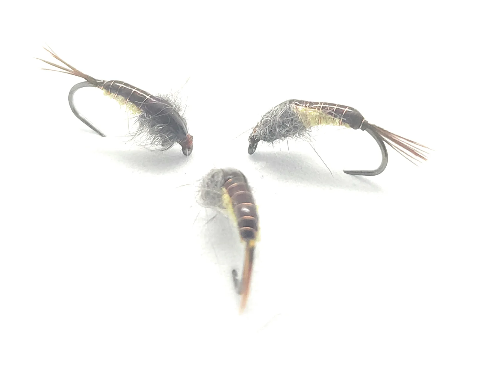 Mayfly Yellow Grey Nymph ninfa effimera amo 8 mosche artificiali pesca a mosca