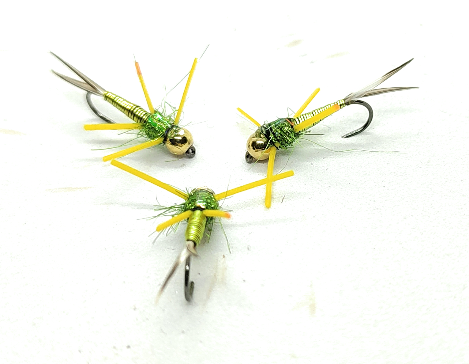 Ninfa Copper John Olive Wire Yellow Rubber Legs amo 10 12 6 8 pesca mosca