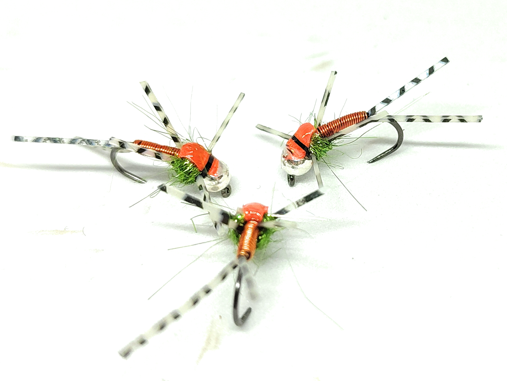Ninfa Copper John Orange Grub amo 10 8 tre artificiali pesca mosca