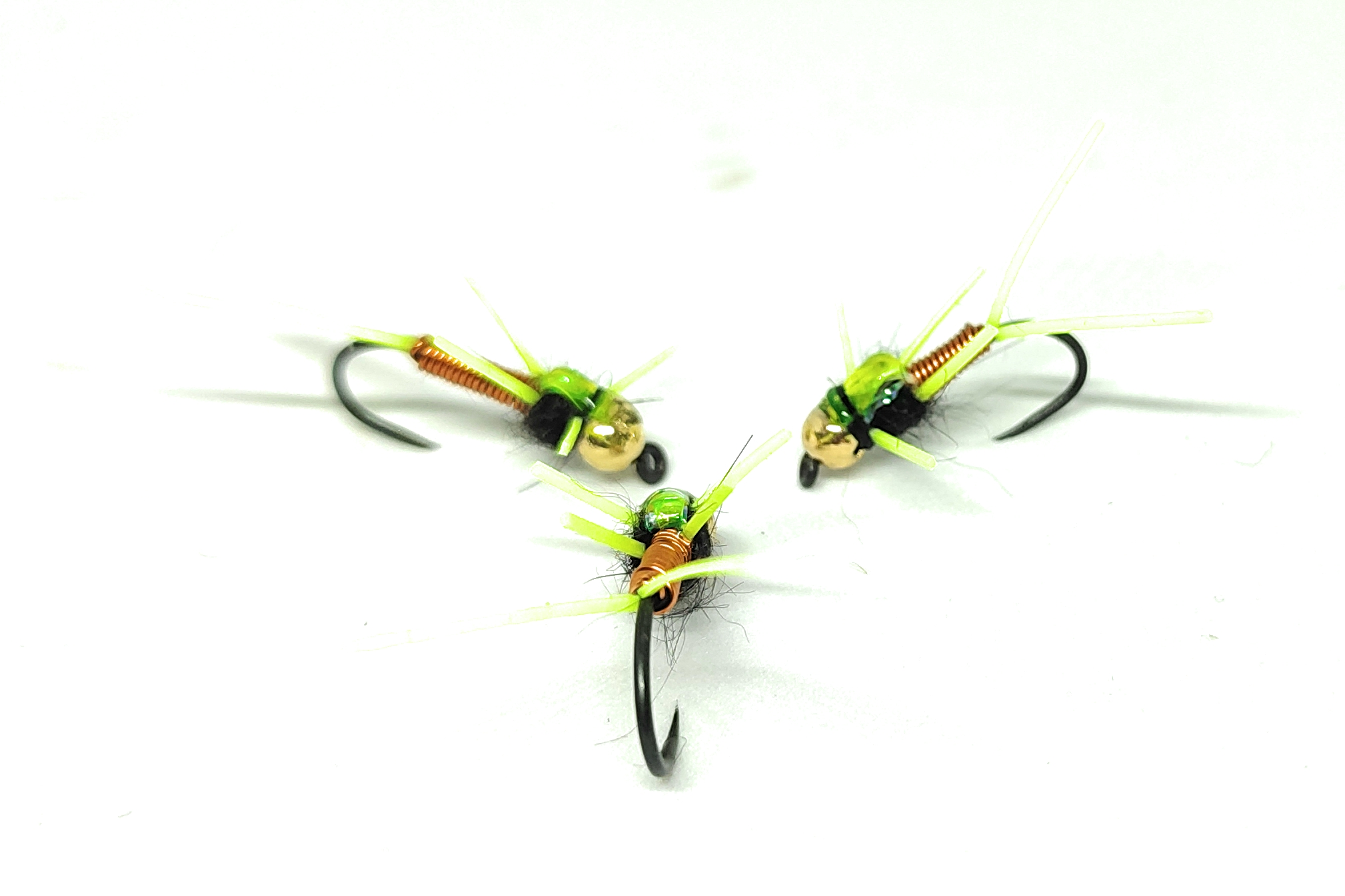 Copper John Nymph Yellow Rubber Legs Haken 10-12-6-8 Fliegenfischen