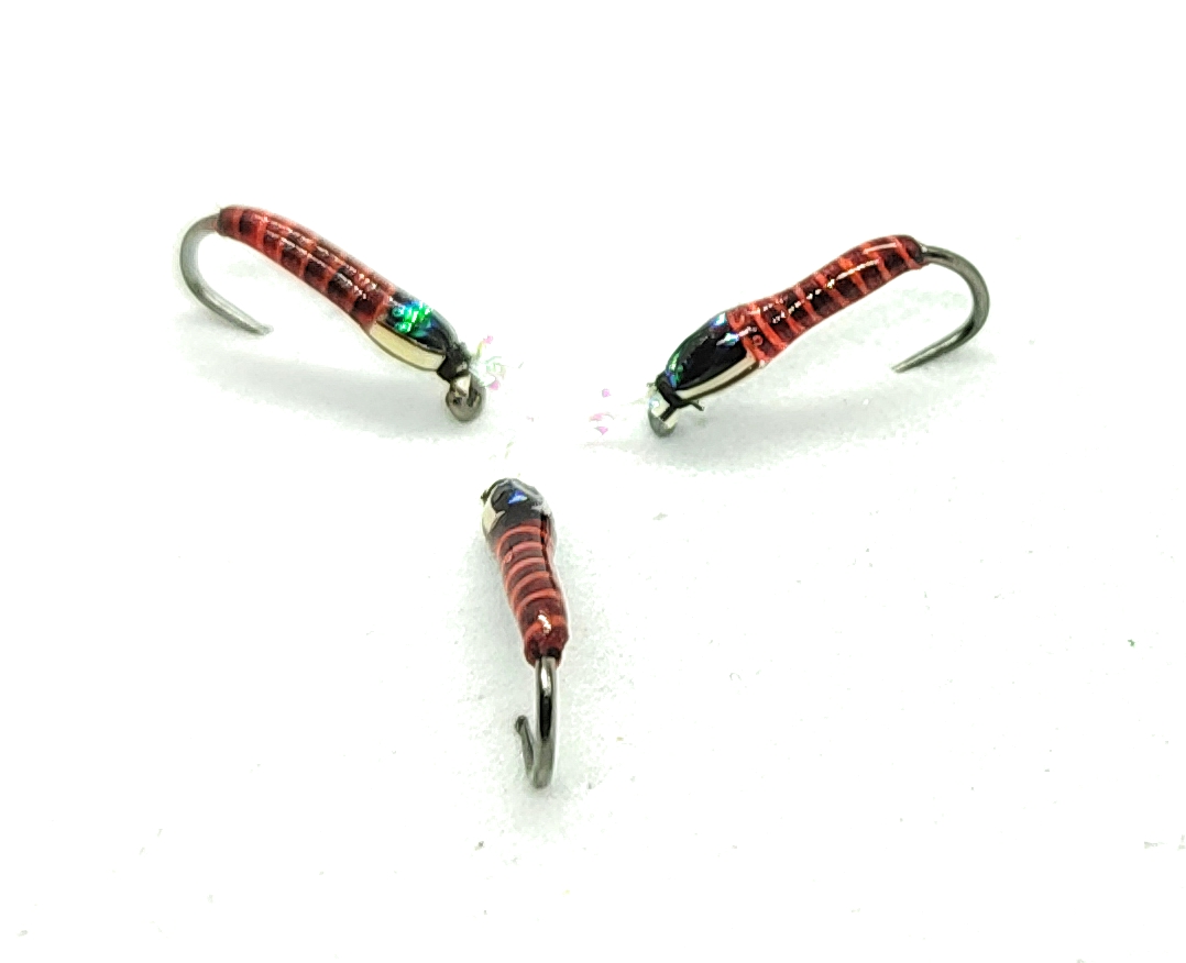 Mosca artificiale Black & Red Buzzer ninfa #10 #12 pesca trota