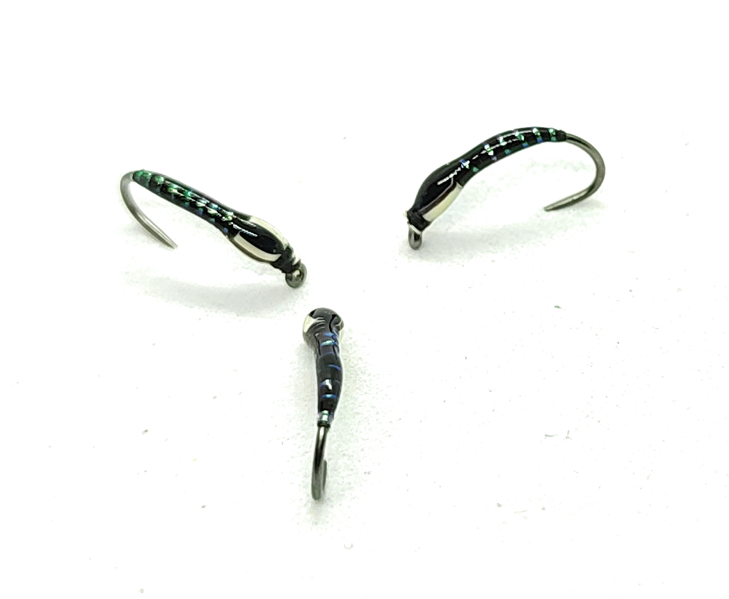 Black & Silver Grub Buzzer ninfa artificiale #10 #12 pesca mosca