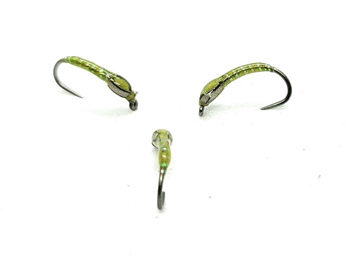 Olive & Pearl Grub Buzzer ninfe mosche artificiali hook 10 12