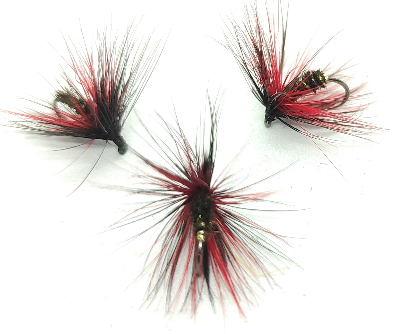 Mosche artificiali nere e rosse sommerse - Hook #8-20 - Pesca trota