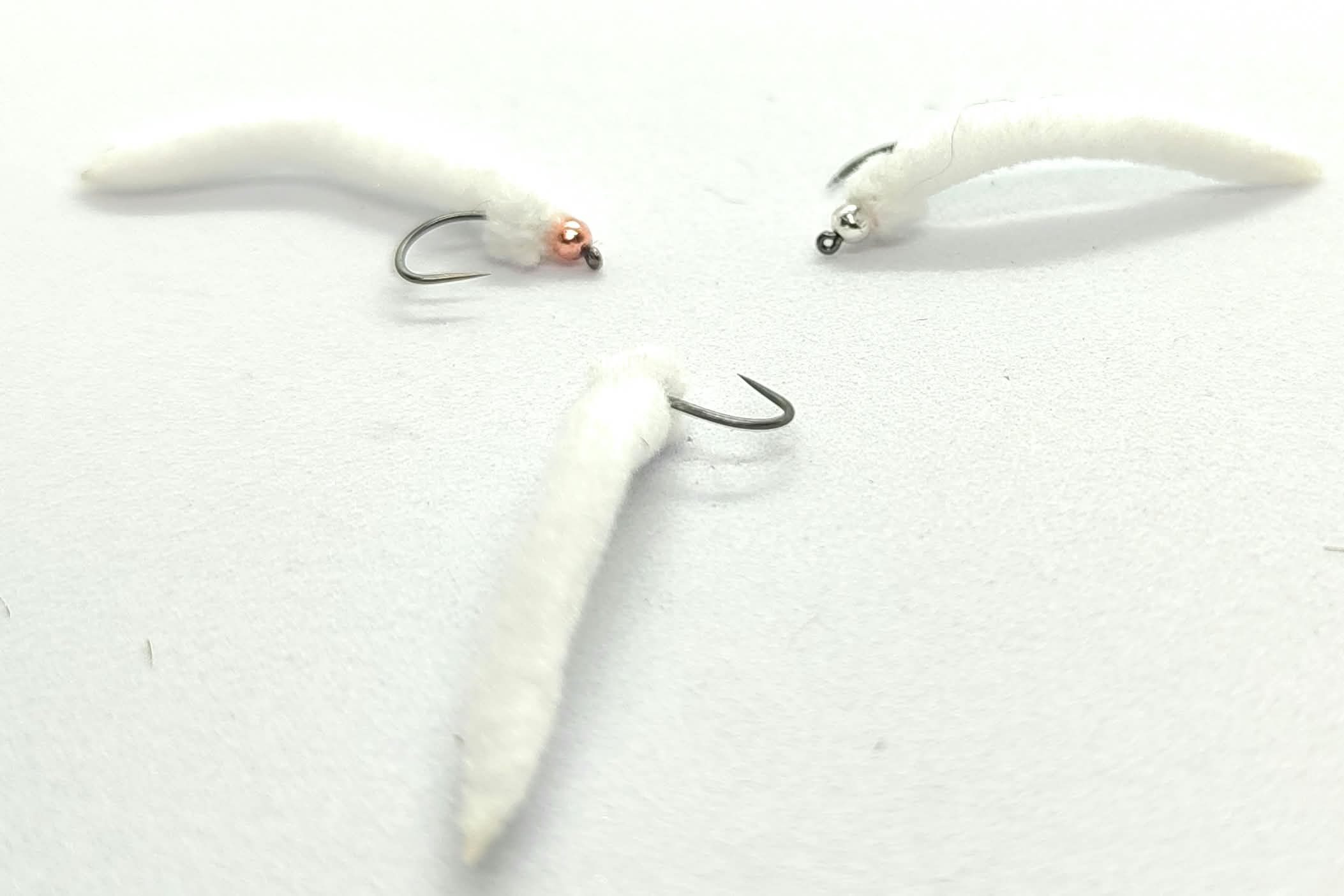 Worm Mop Chenille White - Mosche artificiali per trota - Hook #8 #10 #12